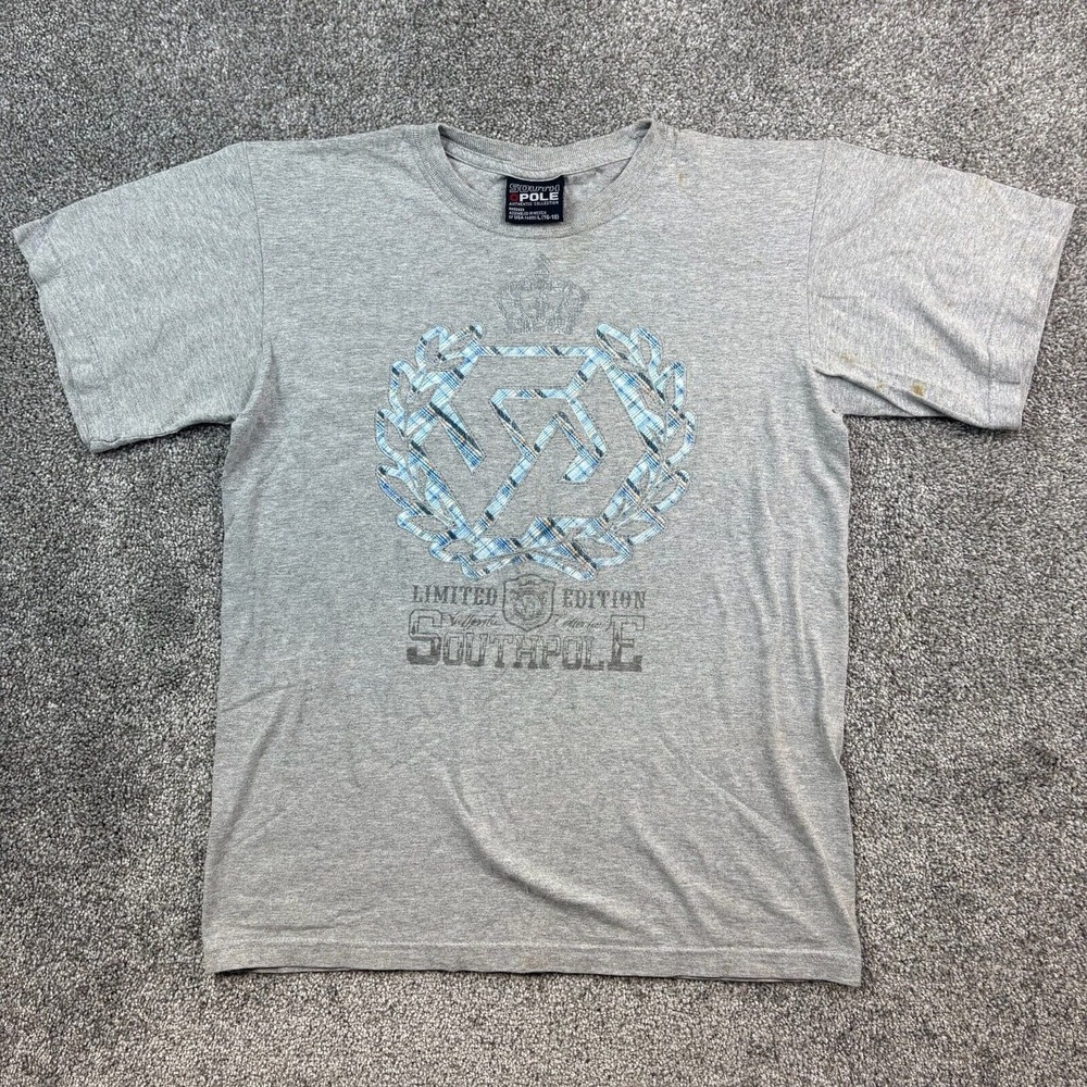 Vintage Y2k Southpole Shirt Mens Large Gray Cyber Grunge Crown Logo